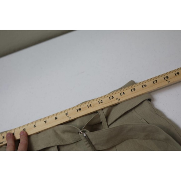 Lafayette 148 Pants Women 8 Paper Bag High Waist Belted Cargo Khaki‎ Boho Preppy - Picture 8 of 14